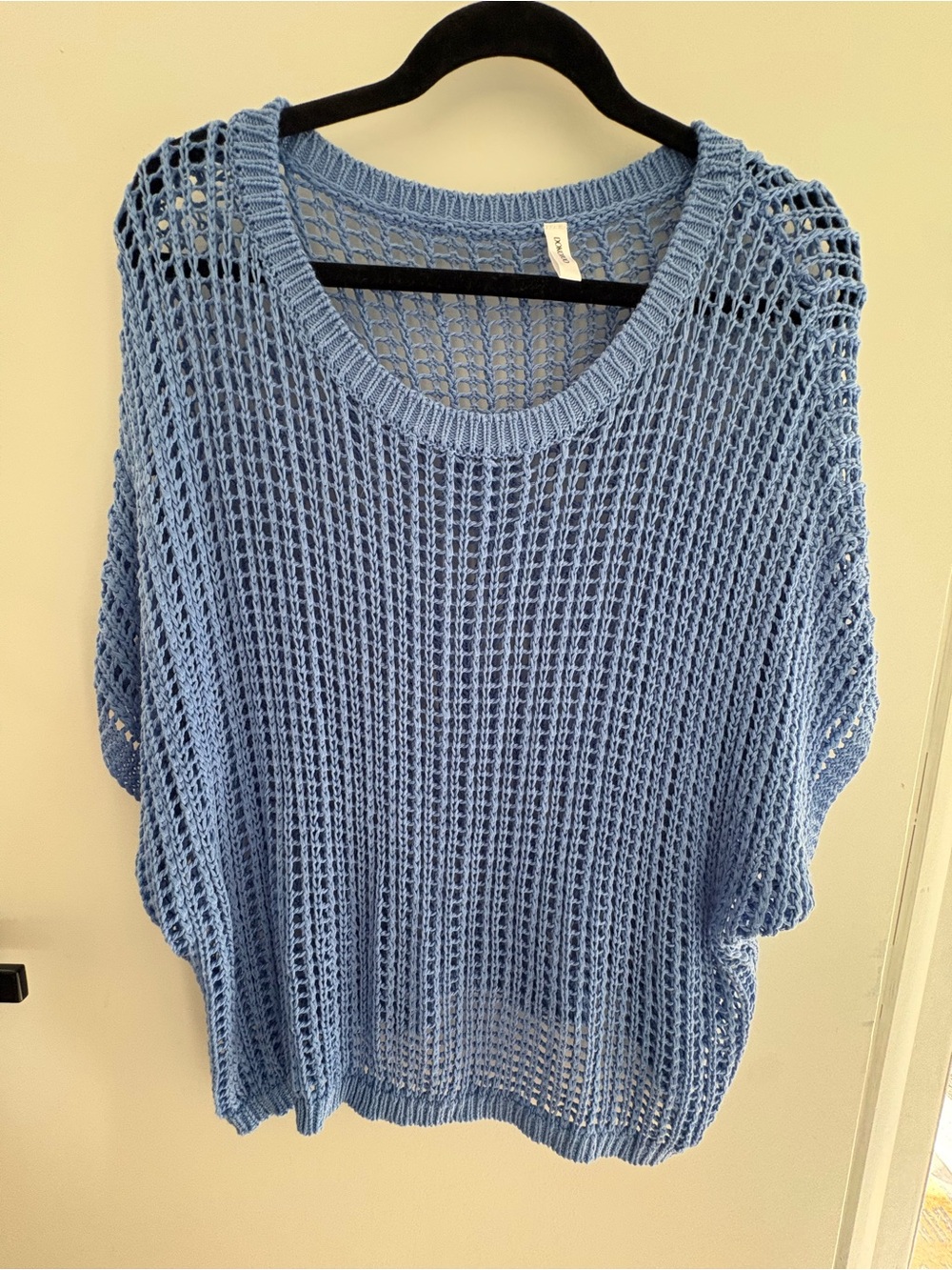 DOKOTOO Women’s XL Blue Open Knit Crochet Sweater Top – Lightweight